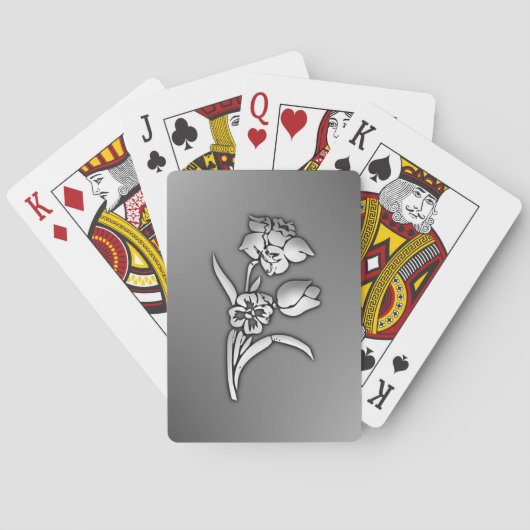 Schwarz-Weiß-Daffodin Spielkarten (Rückseite)