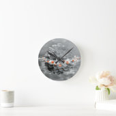 Schwarz-Weiß-Dahlia Runde Wanduhr (Zuhause)