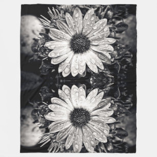 Schwarz-Weiß-Daisy-Blume Fleece Blanket