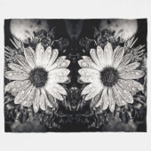Schwarz-Weiß-Daisy-Blume Fleece Blanket (Vorderseite (Horizontal))
