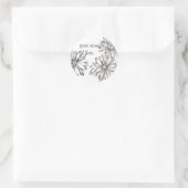 Schwarz-weiß Daisy Blume Individuelle Name Runder Aufkleber (Tasche)