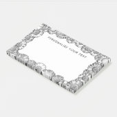 Schwarz-Weiß-Daisy-Grenze Hübsche Niedliche Benutz Post-it Klebezettel (angewinkelt)