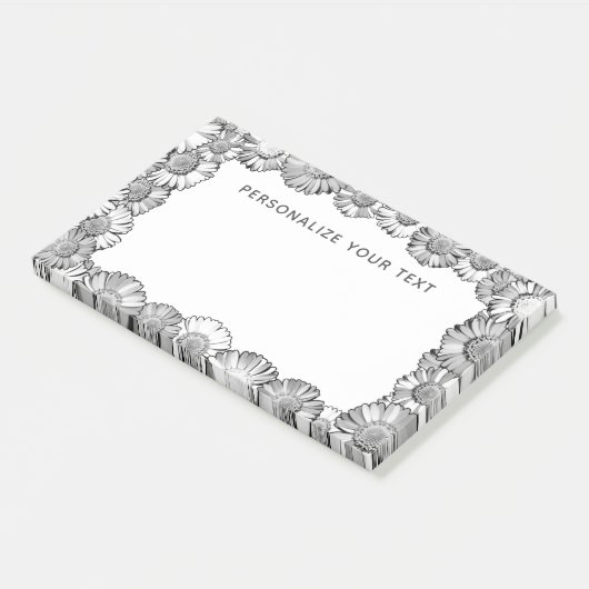 Schwarz-Weiß-Daisy-Grenze Hübsche Niedliche Benutz Post-it Klebezettel (angewinkelt)