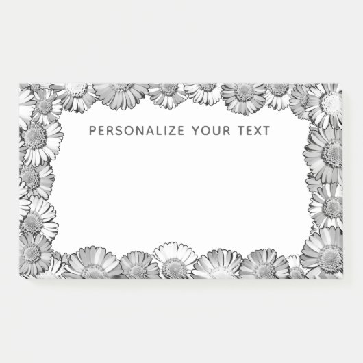 Schwarz-Weiß-Daisy-Grenze Hübsche Niedliche Benutz Post-it Klebezettel (Vorderseite)