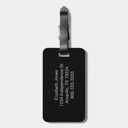 Schwarz-Weiß-Daisy Personalisiert Gepäckanhänger (Rückseite vertikal)