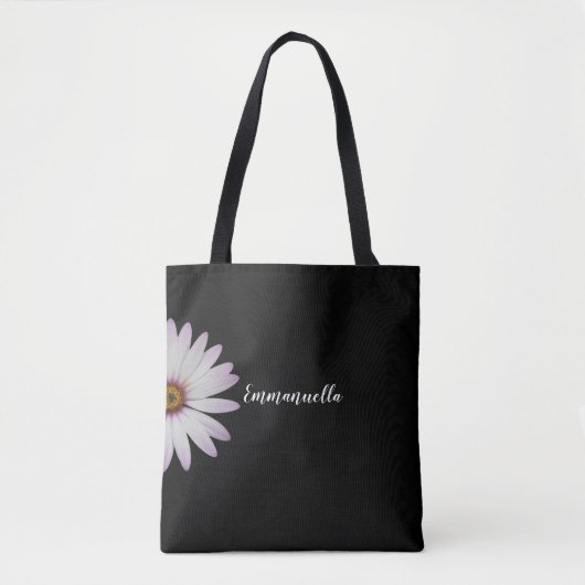 Schwarz-Weiß-Daisy Personalisiert Tasche (Vorderseite)