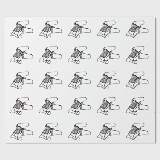 Schwarz-Weiß-Dala-Pferd Geschenkpapier (Flach)