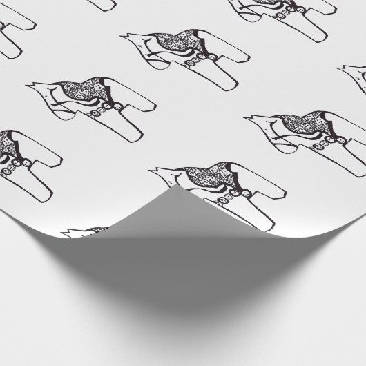 Schwarz-Weiß-Dala-Pferd Geschenkpapier (Ecke)