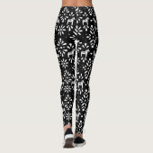 Schwarz-Weiß-Dala-Pferd Kunst Muster Leggings (Rückseite)