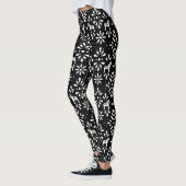 Schwarz-Weiß-Dala-Pferd Kunst Muster Leggings (Links)