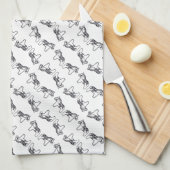 Schwarz-Weiß-Dala-Pferde-Handtuch Geschirrtuch (Viertel Falte)