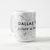 Schwarz & Weiß Dallas Texas Karte benutzerdefinier Kaffeetasse (Vorderseite Links)