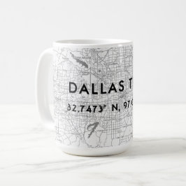 Schwarz & Weiß Dallas Texas Karte benutzerdefinier Kaffeetasse