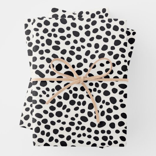 Schwarz-Weiß-Dalmatiner Abstraktes Muster Geschenkpapier Set (Beispiel)