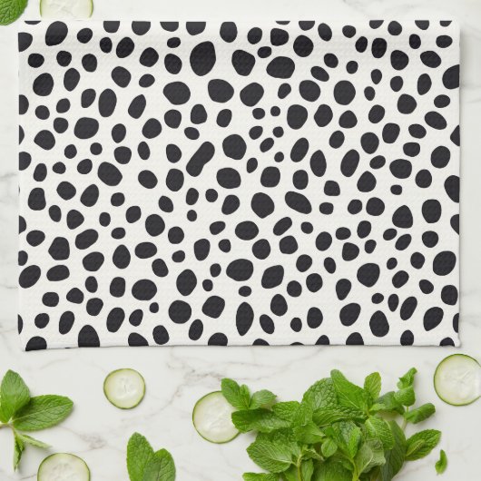 Schwarz-Weiß-Dalmatiner Abstraktes Muster Geschirrtuch (Gefaltet)