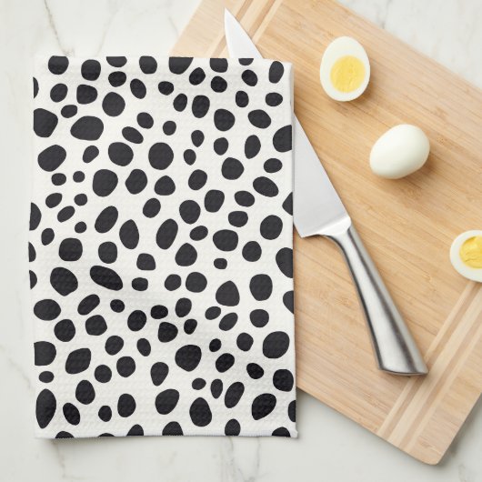 Schwarz-Weiß-Dalmatiner Abstraktes Muster Geschirrtuch (Viertel Falte)