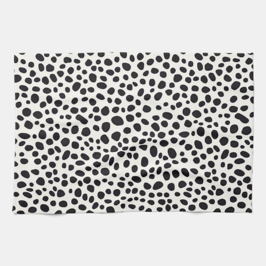 Schwarz-Weiß-Dalmatiner Abstraktes Muster Geschirrtuch (Horizontal)