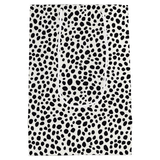 Schwarz-Weiß-Dalmatiner Abstraktes Muster Mittlere Geschenktüte (Rückseite)