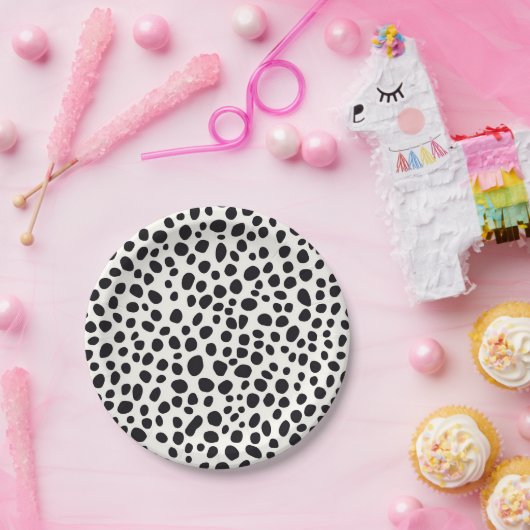Schwarz-Weiß-Dalmatiner Abstraktes Muster Pappteller (Party)