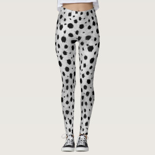 Schwarz-Weiß-Dalmatiner-Muster Leggings