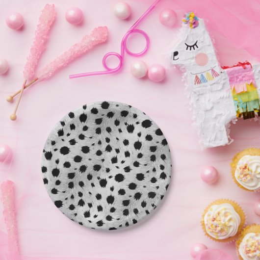 Schwarz-Weiß-Dalmatiner-Muster Pappteller (Party)