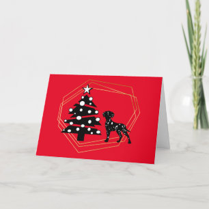 Schwarz-Weiß-Dalmatiner und Weihnachtsbaumkarte Karte