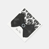 Schwarz & Weiß Damask Bling Bow Glam Sweet 16 Part Serviette (Ecke)