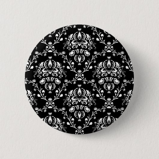 Schwarz-Weiß-Damask Button (Vorderseite)