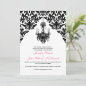 Schwarz-weiß Damask Candelier Weditation Einladung (Stehend Vorderseite)