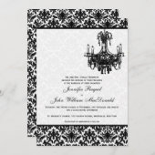 Schwarz-weiß Damask Candelier Weditation Einladung (Vorne/Hinten)