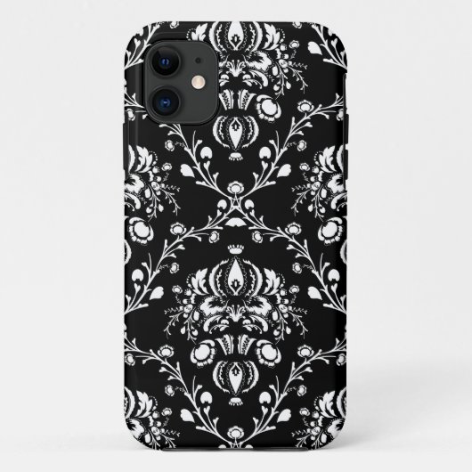 Schwarz-Weiß-Damask Case-Mate iPhone Hülle (Rückseite)