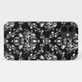 Schwarz-Weiß-Damask Case-Mate iPhone Hülle (Rückseite (Horizontal))
