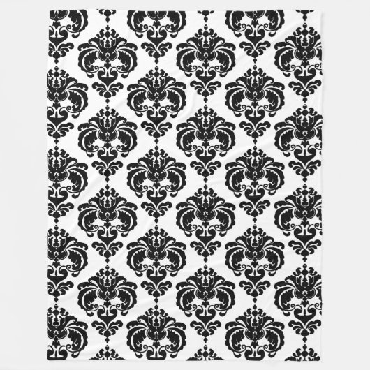 Schwarz & Weiß Damask Chic Modernes, elegantes Mus Fleecedecke (Vorderseite)
