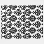 Schwarz & Weiß Damask Chic Modernes, elegantes Mus Fleecedecke (Vorderseite (Horizontal))