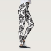 Schwarz & Weiß Damask Chic Modernes, elegantes Mus Leggings (Rechts)