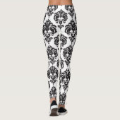 Schwarz & Weiß Damask Chic Modernes, elegantes Mus Leggings (Rückseite)