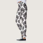 Schwarz & Weiß Damask Chic Modernes, elegantes Mus Leggings (Links)