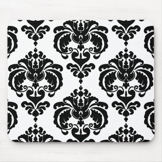 Schwarz & Weiß Damask Chic Modernes, elegantes Mus Mousepad (Vorne)