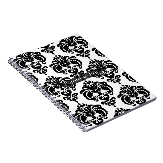 Schwarz & Weiß Damask Chic Modernes, elegantes Mus Notizblock (Rechte Seite)
