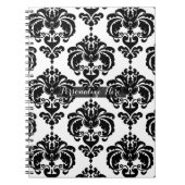 Schwarz & Weiß Damask Chic Modernes, elegantes Mus Notizblock (Vorderseite)