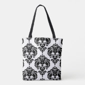 Schwarz & Weiß Damask Chic Modernes, elegantes Mus Tasche (Rückseite)