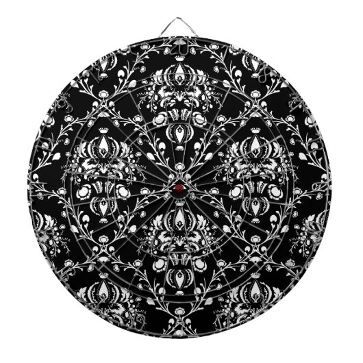 Schwarz-Weiß-Damask Dartscheibe (vorne)