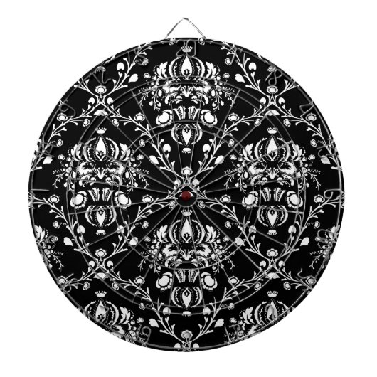 Schwarz-Weiß-Damask Dartscheibe (vorne)