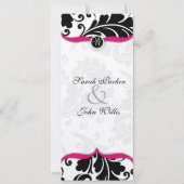 Schwarz-Weiß Damask Einladung mit rosa (Rückseite)