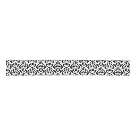Schwarz-Weiß Damask Elegant Ripsband (Vorderseite)