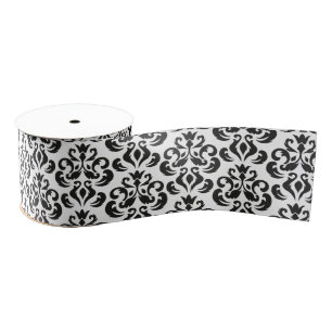 Schwarz-Weiß Damask Elegant Ripsband