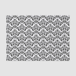 Schwarz-Weiß Damask Elegant Seidenpapier