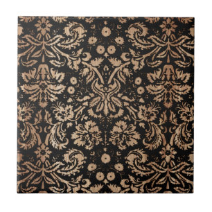 Schwarz-Weiß-Damask Fliese