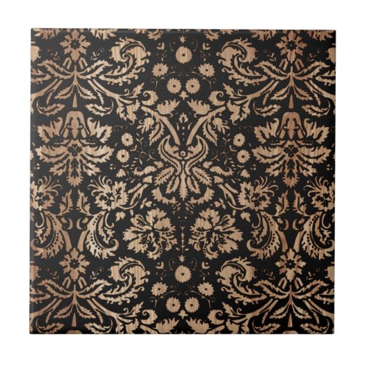 Schwarz-Weiß-Damask Fliese (Vorderseite)