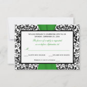 Schwarz-weiß Damask Green PRINED RIBBON UAWG RSVP Karte (Rückseite)